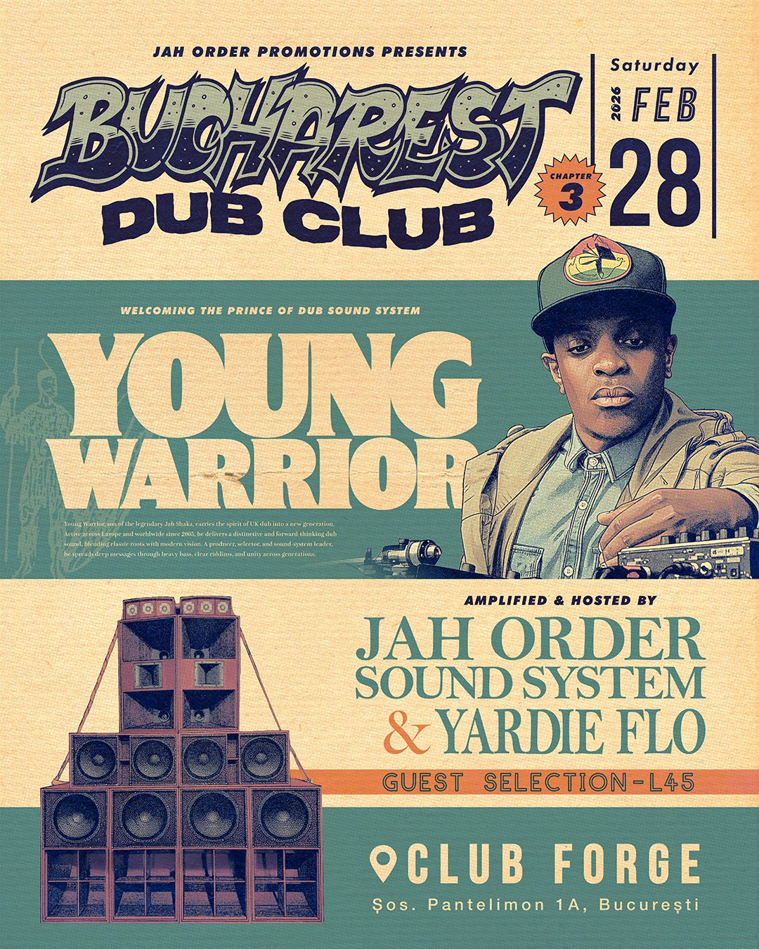 Tickets: Bucharest DUB CLUB - YOUNG WARRIOR (U.K.) / L45 / JAH